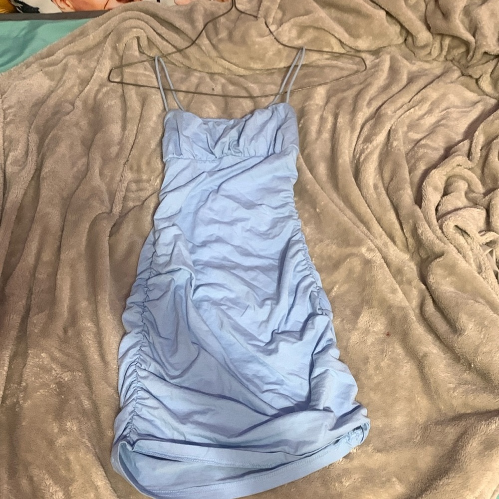Light blue tight dress with scrunches